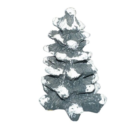 Vintage 1997 Village Square Pine Tree Covered in Snow Mervyns Christmas Holiday - Picture 2 of 6